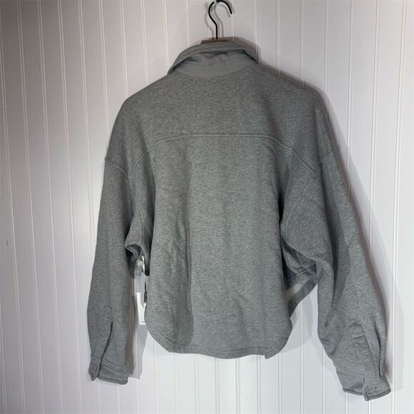 Good American Heather Grey Fleece Shirt Jacket Size 3/4 NWT $129 Cozy Button Up - Picture 2 of 9